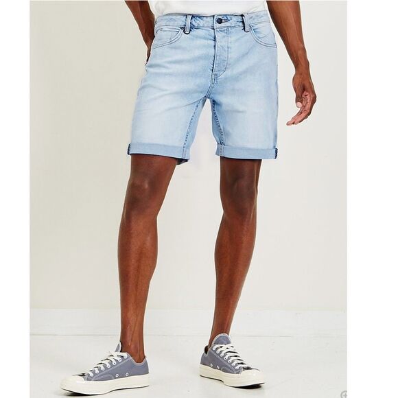 Neuw Ray Denim Shorts Mens 30 Light Blue Axis 30X8.5 Rolled Cuff Grunge Summer - Picture 1 of 15